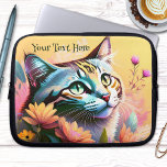 Housse Pour Ordinateur Portable Peinture de chats colorée Peinture de l'ordinateur<br><div class="desc">Manche d'ordinateur portable avec un tableau coloré d'un chaton mignon avec des fleurs. Le texte est facultatif.</div>