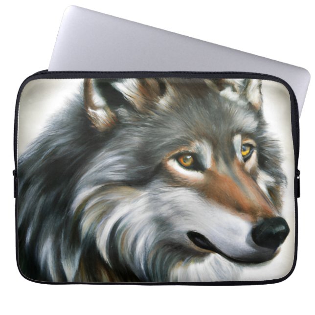 Housse Pour Ordinateur Portable Peinture de loup (Devant)