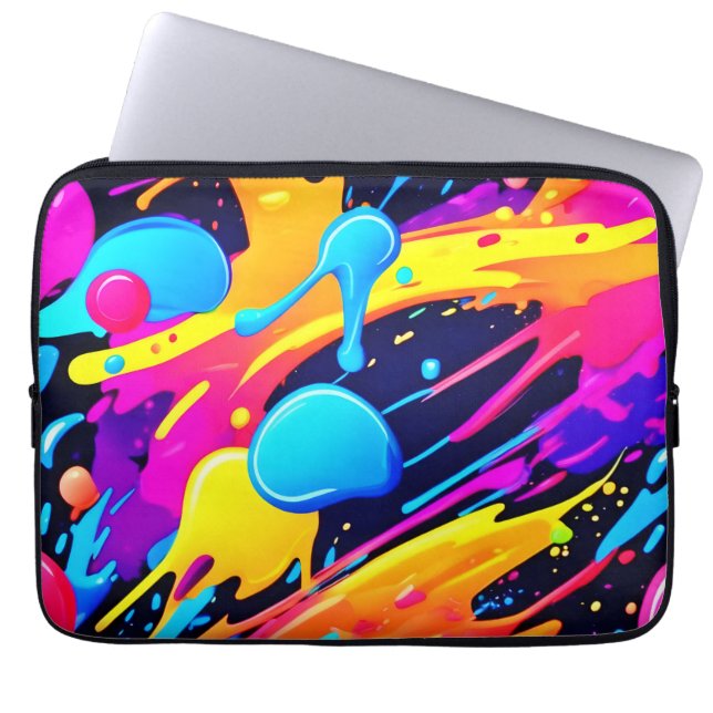 Housse Pour Ordinateur Portable Peinture de Neon Splatter (Devant)