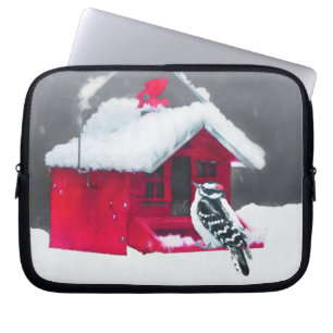 Housse Pour Ordinateur Portable Peinture Downy Woodpecker - Art original pour oise