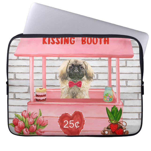 Housse Pour Ordinateur Portable pekingese Chien Valentine's Day Kissing Booth (Devant)