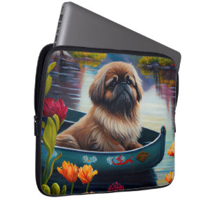 Housse Pour Ordinateur Portable Pekingese sur une pagaie : une aventure Pittoresqu