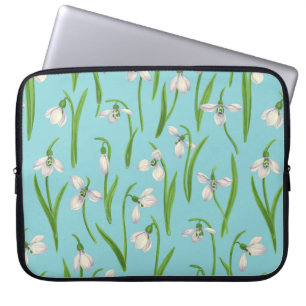 Housse Pour Ordinateur Portable Perce-neige sur fond bleu piscine