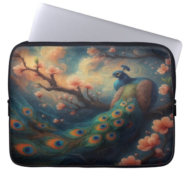 Housse Pour Ordinateur Portable Perched Peacock Laptop Sleeve (Devant)