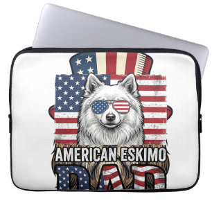 Housse Pour Ordinateur Portable Père Esquimau Américain Patriotique Vintage Chien