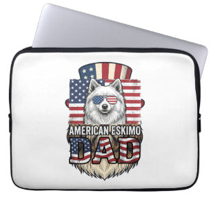 Housse Pour Ordinateur Portable Père Esquimau Américain Patriotique Vintage Chien