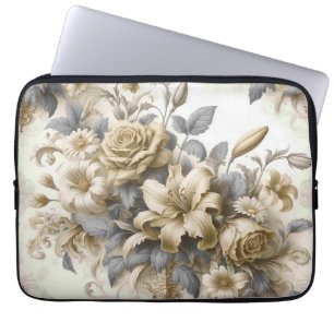 Housse Pour Ordinateur Portable Perfection florale Jaune antique