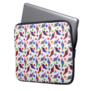 Housse Pour Ordinateur Portable Perroquets et fleurs