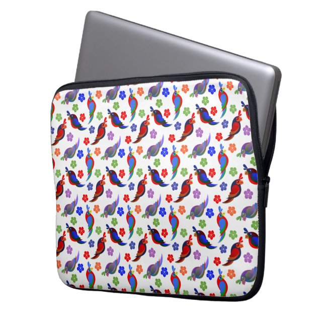 Housse Pour Ordinateur Portable Perroquets et fleurs (devant gauche)