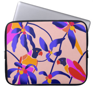 Housse Pour Ordinateur Portable Perroquets Vintages roses : Illustration Exotique