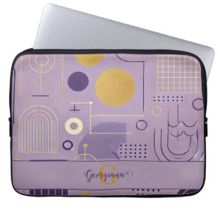 Housse Pour Ordinateur Portable Personalisé Purple & Or Scandinave Minimaliste
