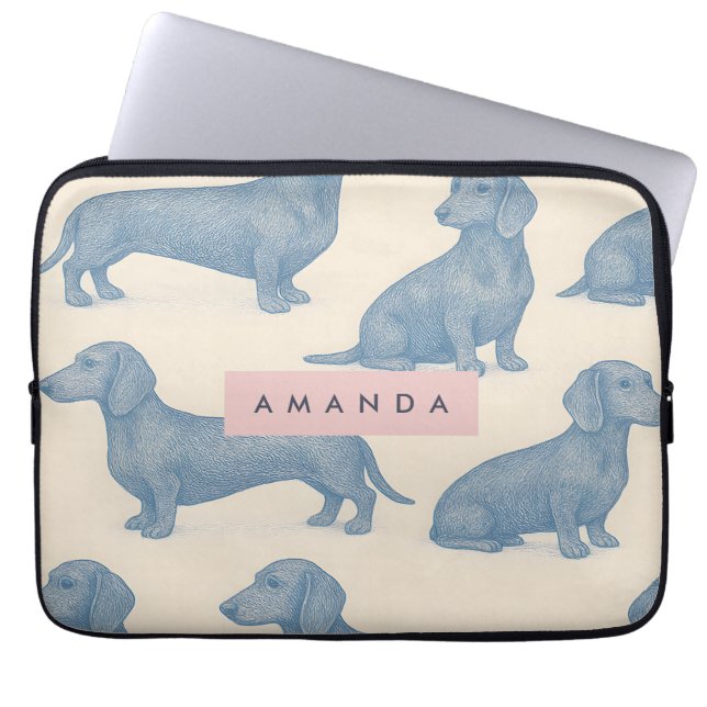 Housse Pour Ordinateur Portable Personalized Charming Elegant Dachshund Pattern (Devant)
