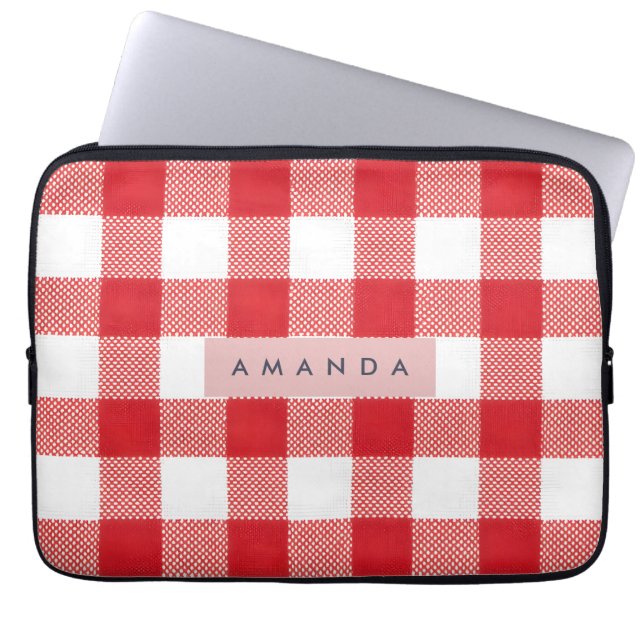 Housse Pour Ordinateur Portable Personalized Classic Red Gingham Plaid (Devant)