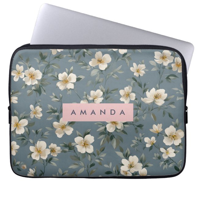 Housse Pour Ordinateur Portable Personalized Elegant Blue Almond Blossom  (Devant)