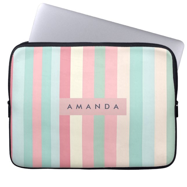 Housse Pour Ordinateur Portable Personalized Minimalist Pastel Stripes  (Devant)