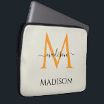 Housse Pour Ordinateur Portable Personalized Monogram & Name<br><div class="desc">Protect your device in style with a custom laptop sleeve featuring an elegant monogram and personalized name. Designed for both function and fashion, this sleek sleeve offers a snug fit to guard against scratches, dust, and everyday bumps. The refined monogram design adds a professional yet personal touch, making it ideal...</div>
