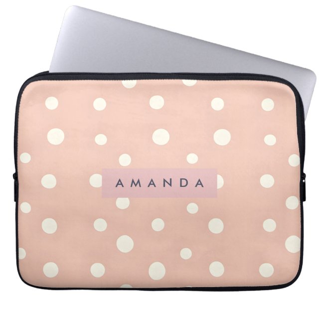 Housse Pour Ordinateur Portable Personalized Pastel Cream Dots on Blush (Devant)