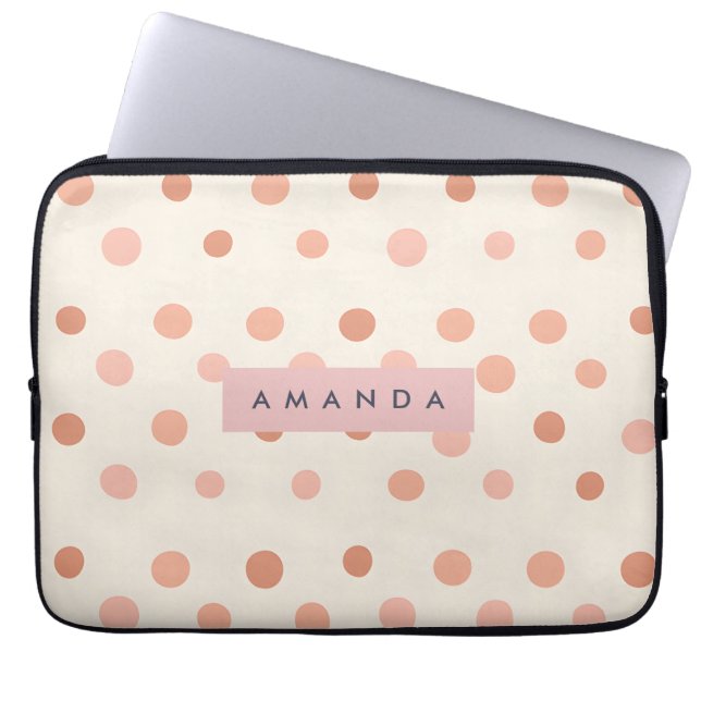 Housse Pour Ordinateur Portable Personalized Pastel Peach & Blush Polka Dot  (Devant)