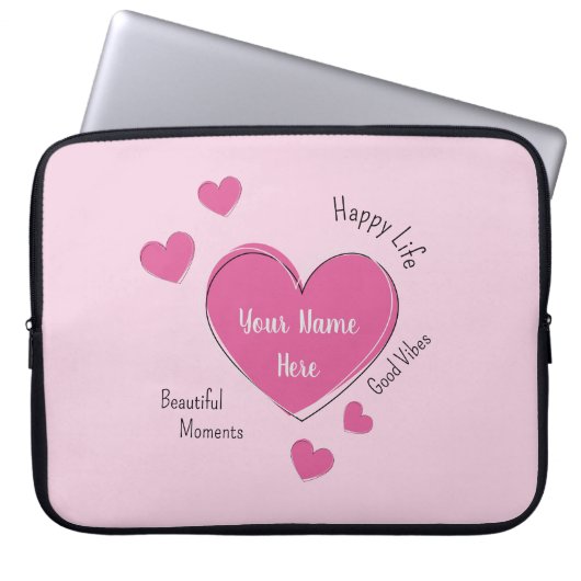 Housse Pour Ordinateur Portable Personalized Pink Hearts Laptop Case (Devant)
