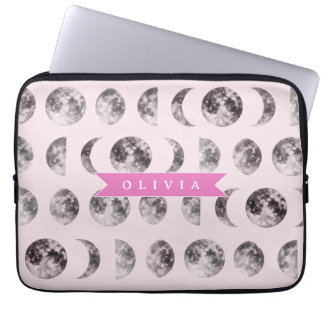 Housse Pour Ordinateur Portable Personalized Pink Moon Phase Celestial Name Gift