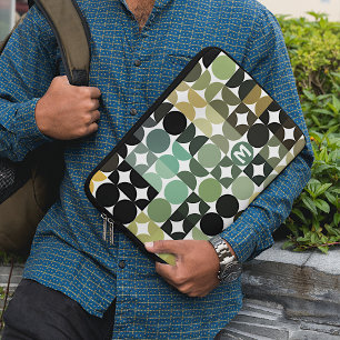 Housse Pour Ordinateur Portable Personnalisé Olive Green Black Brown Retro Art Mot