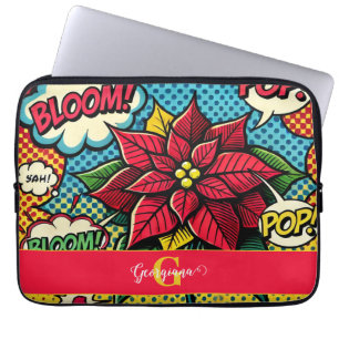 Housse Pour Ordinateur Portable Personnalisé Retro Comic Livre Pop Art Poinsettia