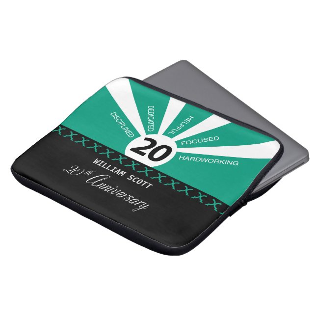Housse Pour Ordinateur Portable Personnaliser, 20e anniversaire d'employé d'entrep (Devant haut)