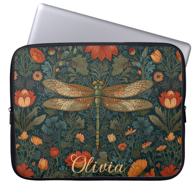 Housse Pour Ordinateur Portable Personnaliser dragonfly orange floral boho chic (Devant)