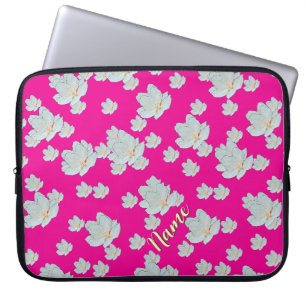 Housse Pour Ordinateur Portable Personnaliser Les Fleurs Sur Le Rose Chaud