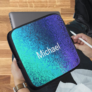 Housse Pour Ordinateur Portable Personnaliser les nuances de nom en bleu