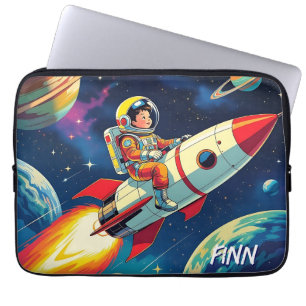 Housse Pour Ordinateur Portable Petit garçon à bord d'un navire à fusée volant dan