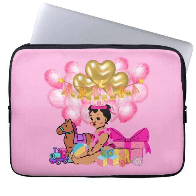 Housse Pour Ordinateur Portable Petite fille en rose (Devant)