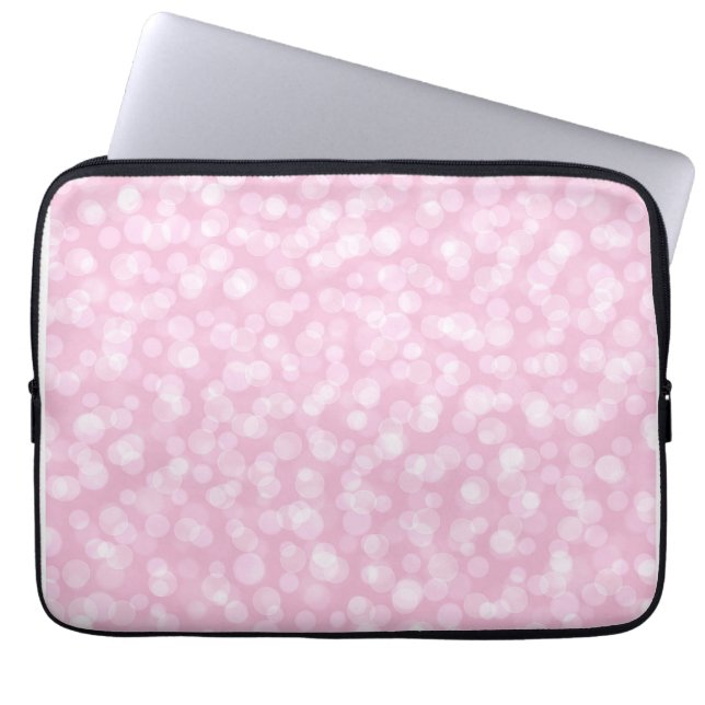 HOUSSE POUR ORDINATEUR PORTABLE PETITES BULLES ROSES (Devant)