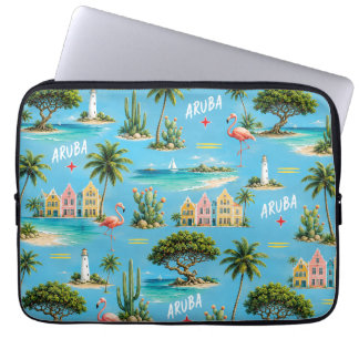 Housse Pour Ordinateur Portable Phare de l'île caraïbe d'Aruba voyage souvenir