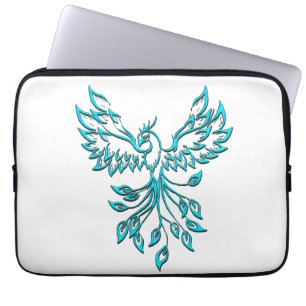 Housse Pour Ordinateur Portable Phoenix bleu se lève sur blanc