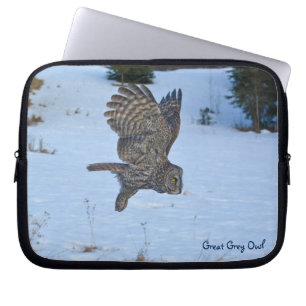 Housse Pour Ordinateur Portable Photo de la faune du Raptor de Chouette Grise