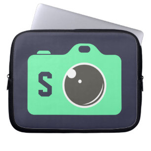 Housse Pour Ordinateur Portable Photo Pop Art Green Monogramme bleu