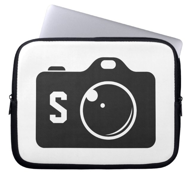 Housse Pour Ordinateur Portable Photo Pop Art Monogramme noir et blanc (Devant)
