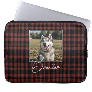 Housse Pour Ordinateur Portable Photo Rustique rouge et noir Plaid Motif