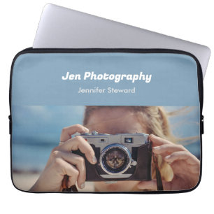 Housse Pour Ordinateur Portable Photographe bleu sur mesure