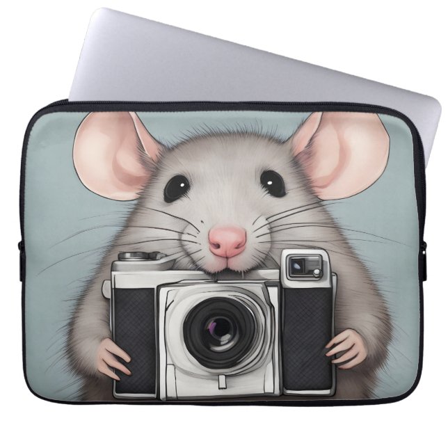 Housse Pour Ordinateur Portable Photographe de Cute Rat (Devant)