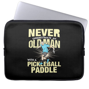 Housse Pour Ordinateur Portable Pickleball - Vieil Homme Avec Une Raquette de Pick