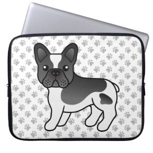 Housse Pour Ordinateur Portable Piebald noir Chien de taureau français mignon Dess