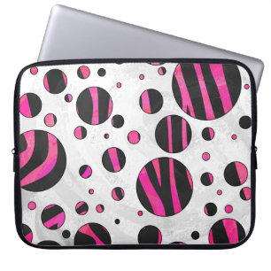 Housse Pour Ordinateur Portable Piloka Dot Zebra noir et rose chaud