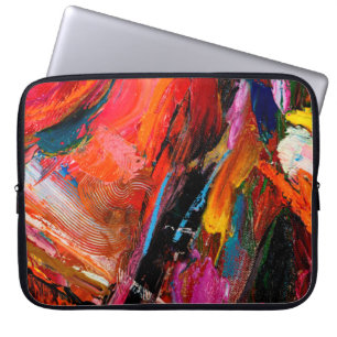Housse Pour Ordinateur Portable Pinceau de peinture à l'huile colorée contour fond
