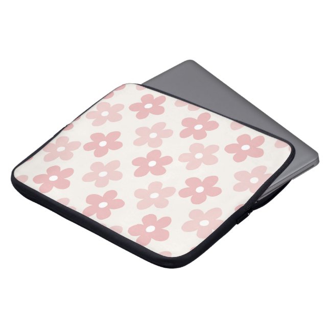 Housse Pour Ordinateur Portable Pink Cream Daisy Flowers Retro Pattern (Devant haut)