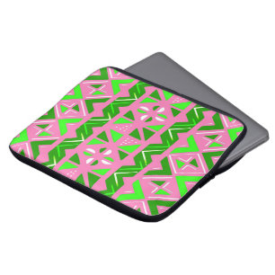 Housse Pour Ordinateur Portable Pink & Green African Pattern