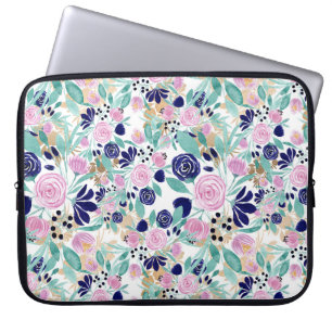 Housse Pour Ordinateur Portable Pink Navy Blue Gold