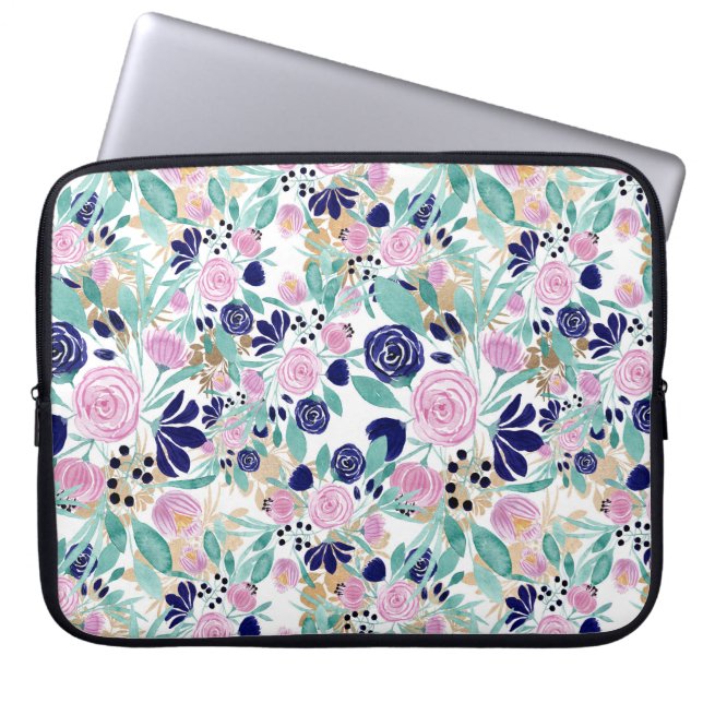 Housse Pour Ordinateur Portable Pink Navy Blue Gold (Devant)