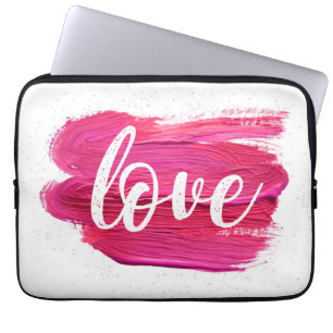 Housse Pour Ordinateur Portable Pink Oil Paint Love citation abstrait minimal